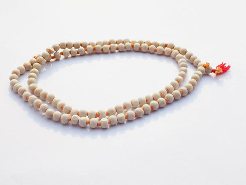 Kannssky White Tulsi Japa Mala 108 + 1 Beads